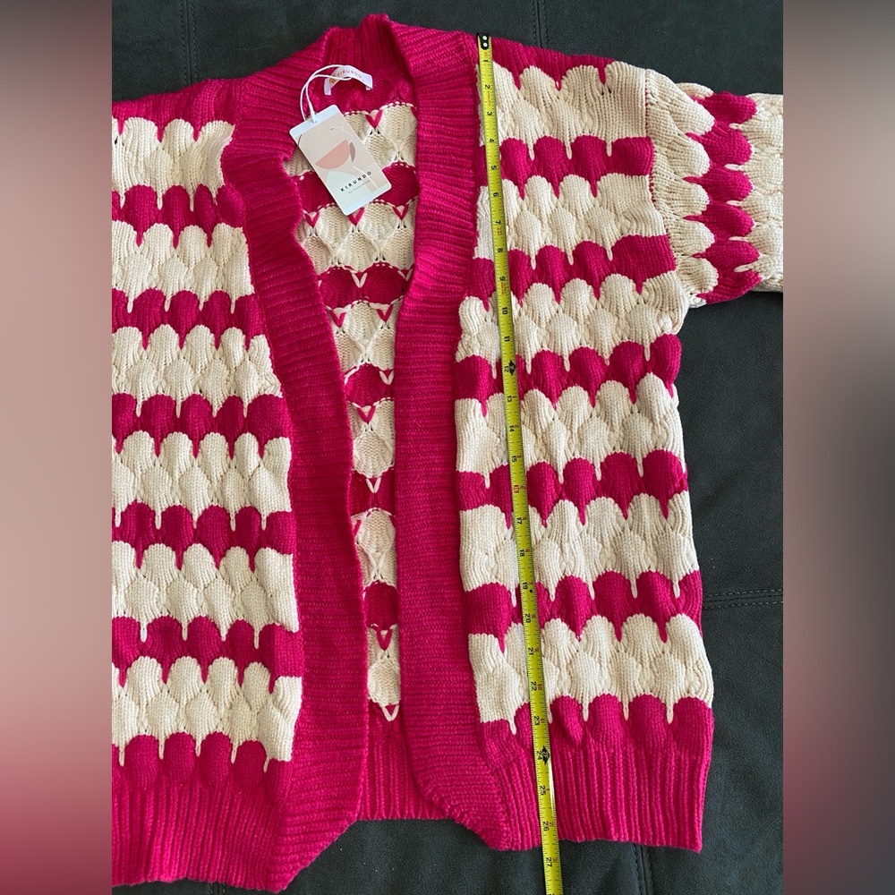 KIRUNDO Cardigan Chunky Lantern Sleeve Open Front NWT SM - Picture 7 of 11